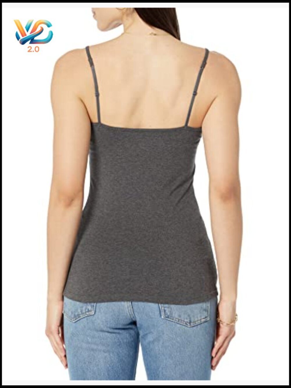 Slim-Fit V-Neck Cami Pack of 4 Layering Tank Top Essential Staple - Picture 4 of 7